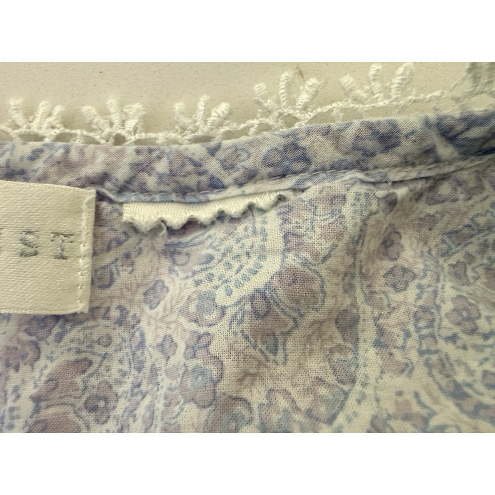 Eileen West Nightgown 2X Lavender Paisley Lace Cotton Boho Cottagecore - Picture 10 of 11